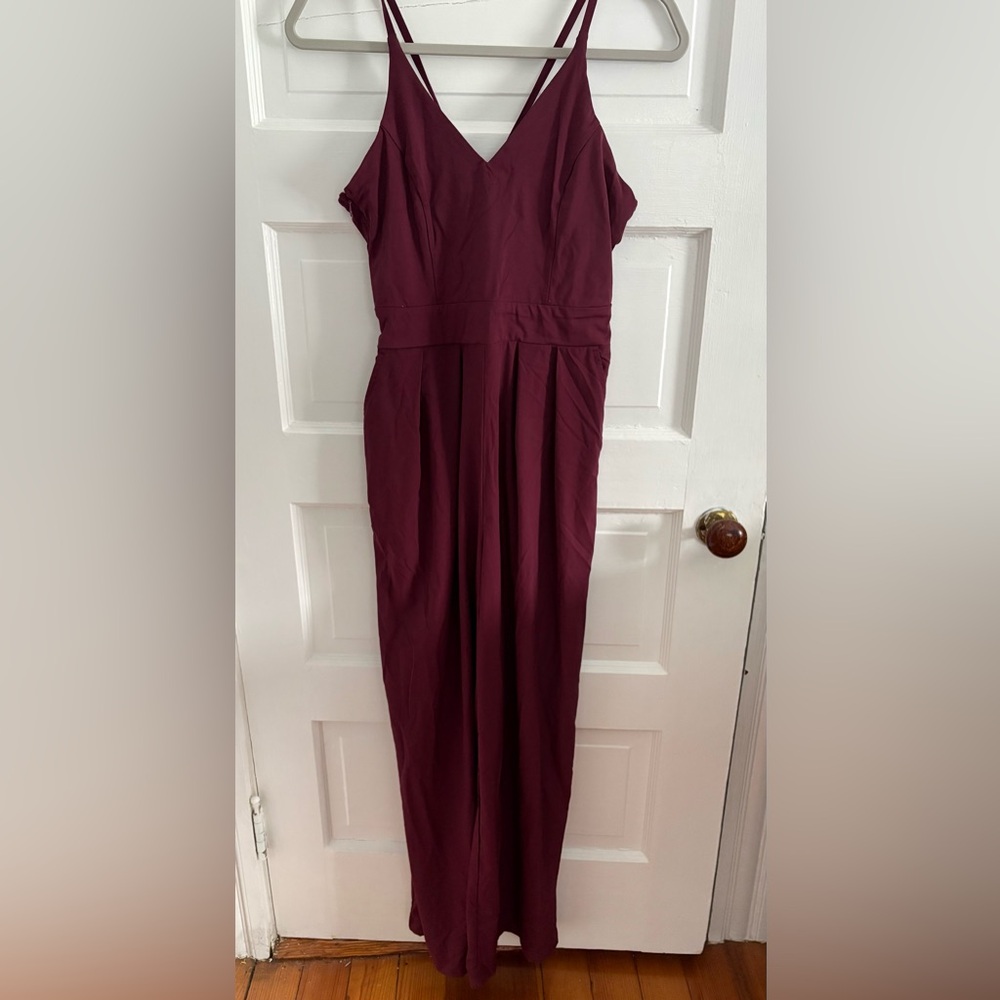HALARA Deep Burgundy Wide Leg Jumpsuit